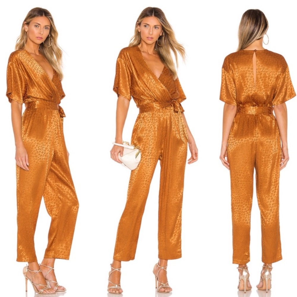 NWT Joie Tau Leopard Jumpsuit in Copper Sz Large - Picture 8 of 12
